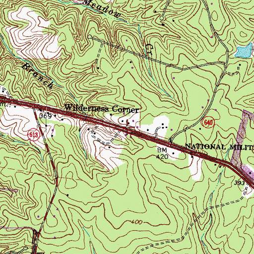 Topographic Map of Wilderness Corner, VA
