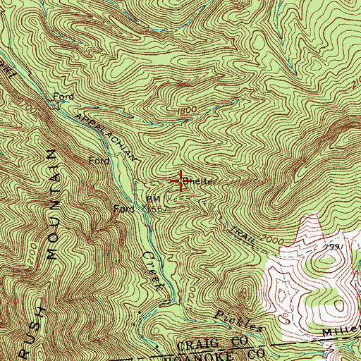 Topographic Map of Trout Creek Appalachian Trail, VA