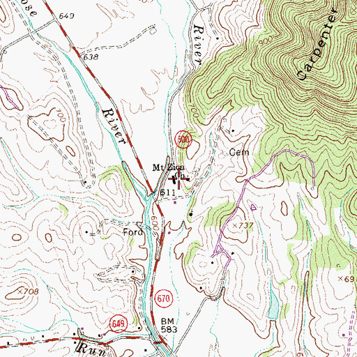Topographic Map of Swift Ford School (historical), VA