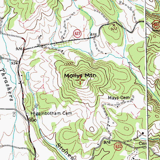 Topographic Map of Mollys Mountain, VA