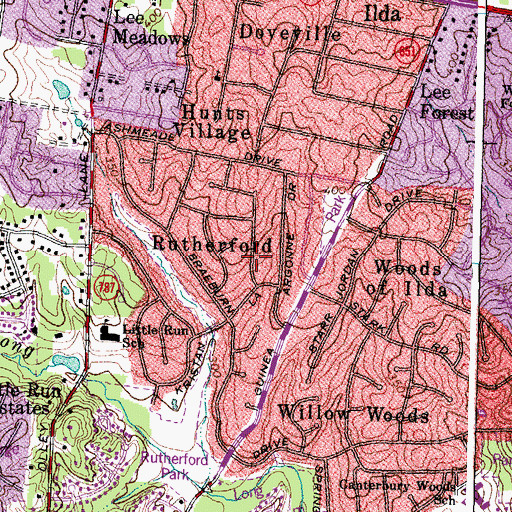 Topographic Map of Rutherford, VA