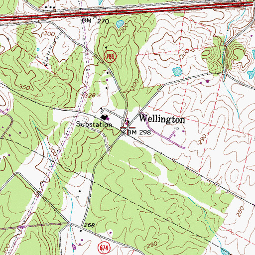 Topographic Map of Wellington, VA