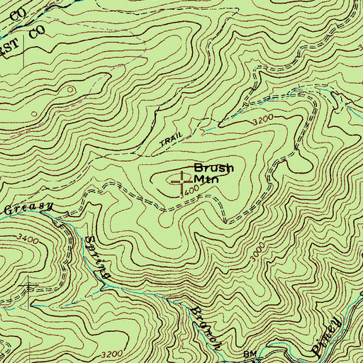 Topographic Map of Brush Mountain, VA