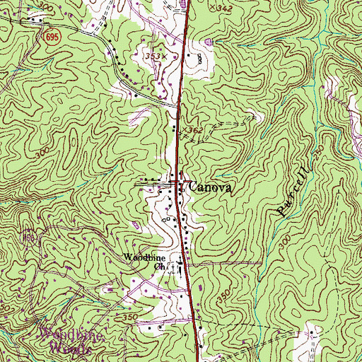 Topographic Map of Canova, VA