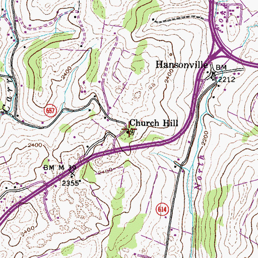 Topographic Map of Church Hill, VA