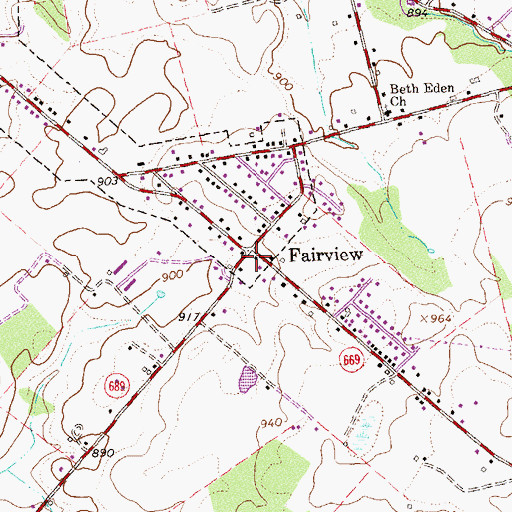 Topographic Map of Fairview, VA