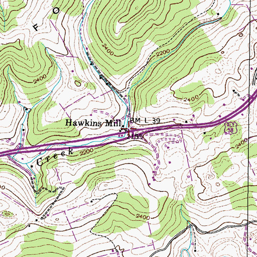 Topographic Map of Hawkins Mill, VA