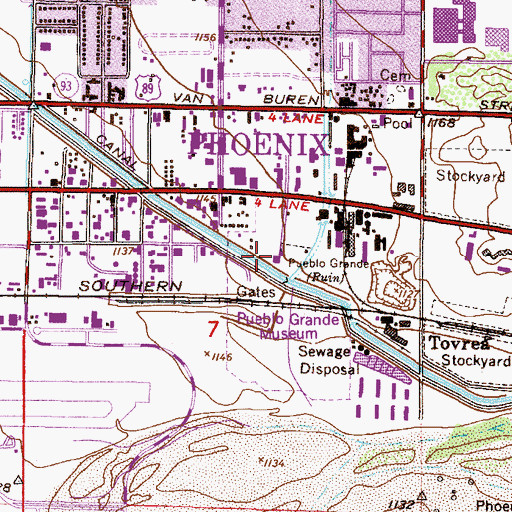 Topographic Map of Pueblo Grande Museum, AZ