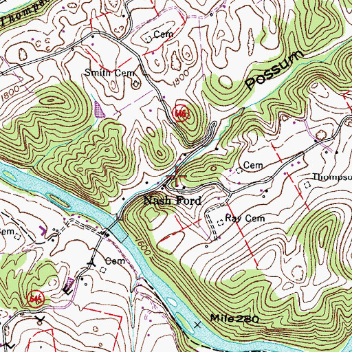 Topographic Map of Nash Ford, VA