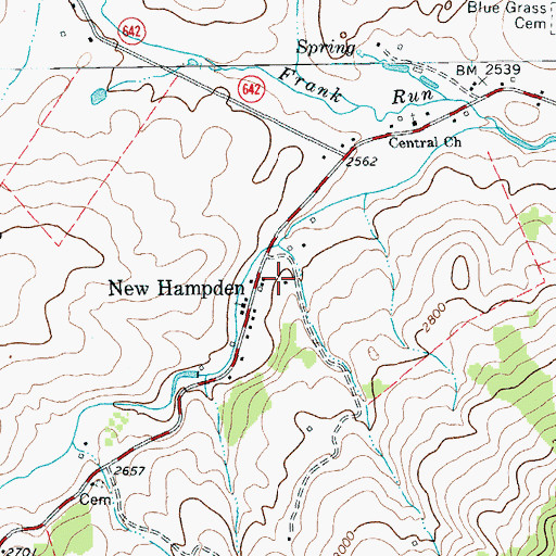 Topographic Map of New Hampden, VA