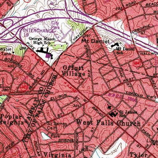 Topographic Map of Offutt Village, VA