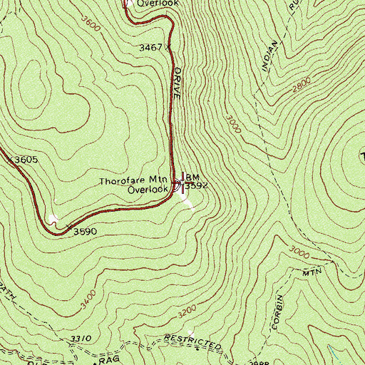 Topographic Map of Thorofare Mountain Overlook, VA