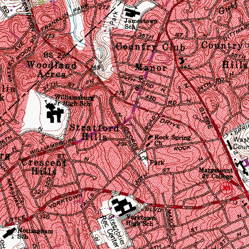 Topographic Map of Stratford Hills, VA