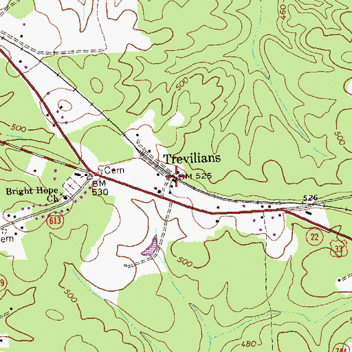 Topographic Map of Trevilians, VA