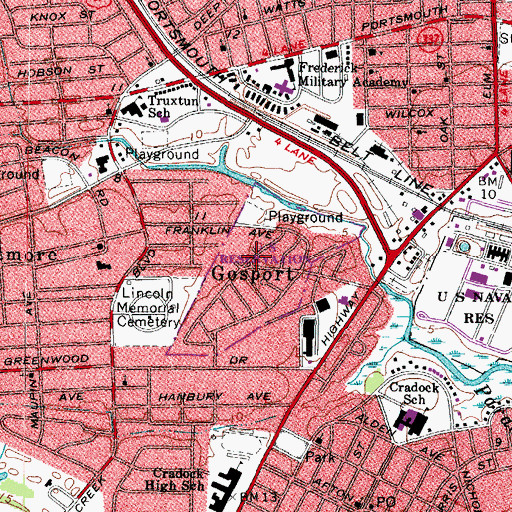 Topographic Map of Gosport, VA