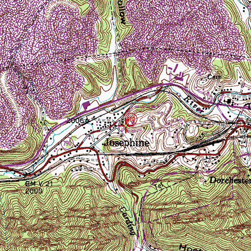 Topographic Map of Josephine, VA