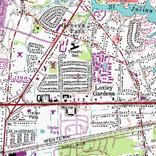 Topographic Map of Loxley Gardens, VA