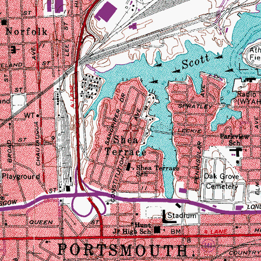 Topographic Map of Shea Terrace, VA