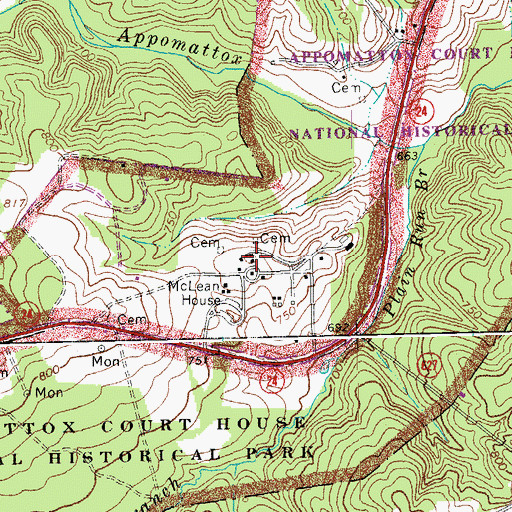 Topographic Map of Clover Hill Tavern, VA