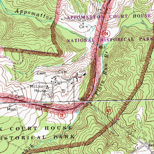 Topographic Map of Peers House, VA
