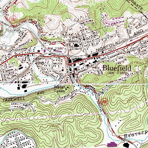 Topographic Map of First Methodist Church, VA