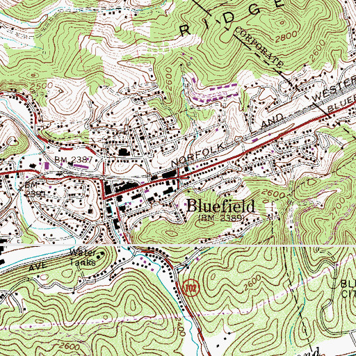 Topographic Map of Memorial Baptist Church, VA