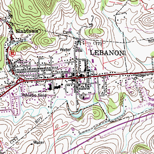 Topographic Map of Lebanon, VA