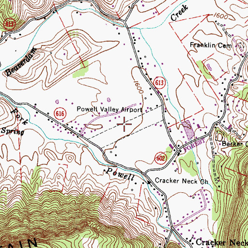 Topographic Map of Powell Valley Airport (historical), VA