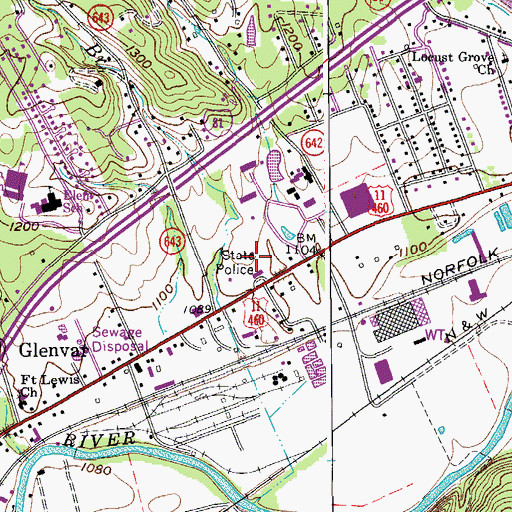 Topographic Map of State Police Division Six Heliport, VA