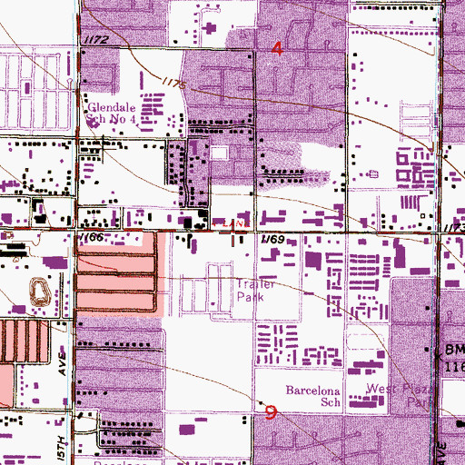 Topographic Map of Rovey Park, AZ