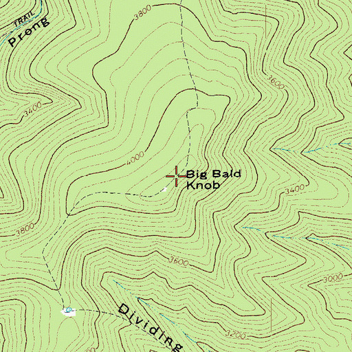 Topographic Map of Big Bald Knob, VA