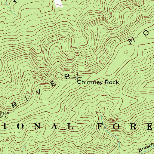 Topographic Map of Chimney Rock, VA