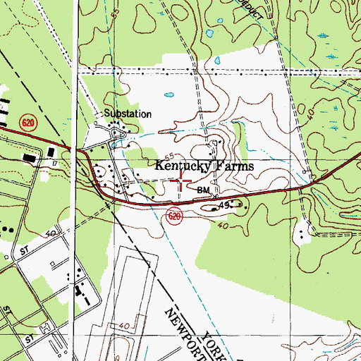Topographic Map of Kentucky Farms, VA