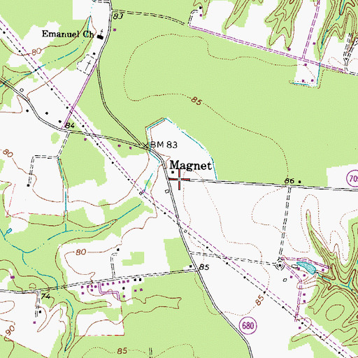 Topographic Map of Magnet, VA