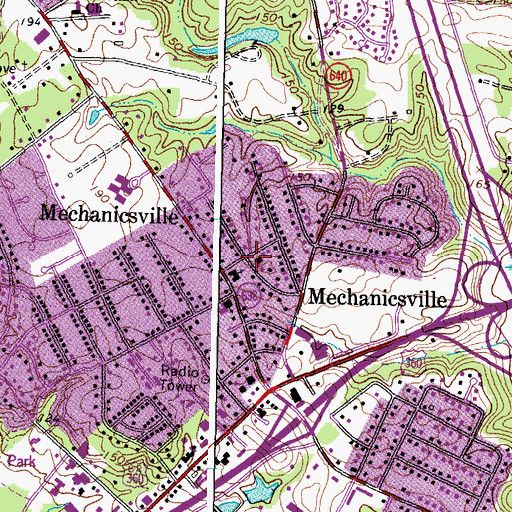 Topographic Map of Mechanicsville, VA
