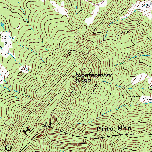 Topographic Map of Montgomery Knob, VA