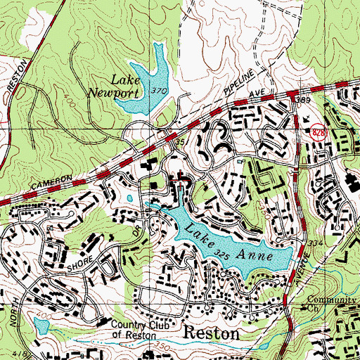 Topographic Map of Reston, VA