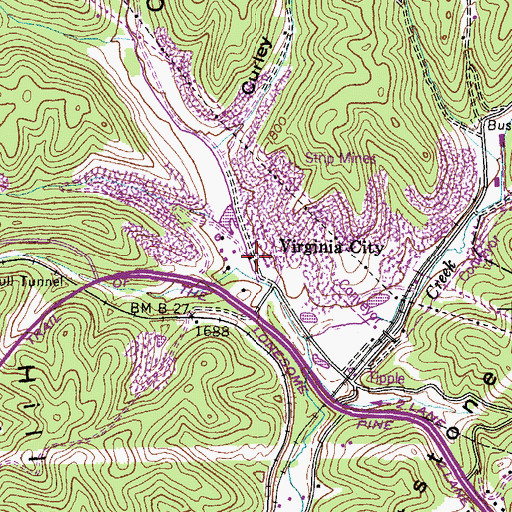 Topographic Map of Virginia City, VA