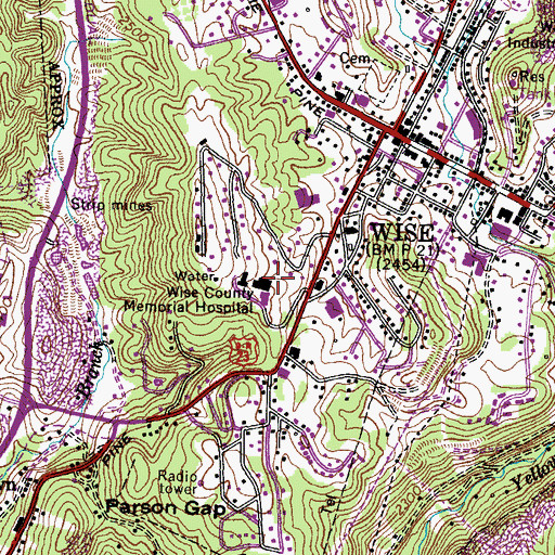 Topographic Map of Wise County Memorial Hospital, VA
