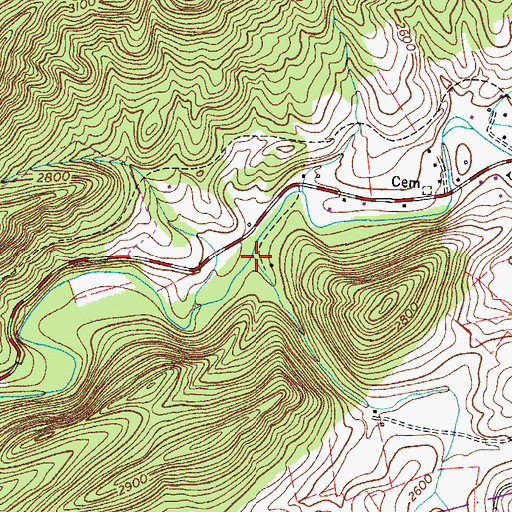 Topographic Map of Slabtown Branch, VA