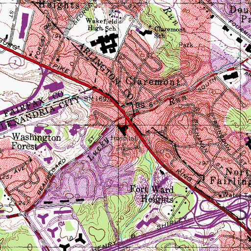 Topographic Map of Jefferson Memorial Hospital, VA