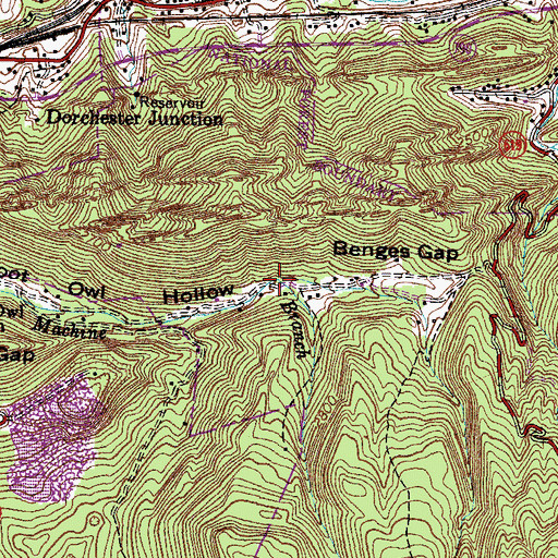Topographic Map of Knob Branch, VA