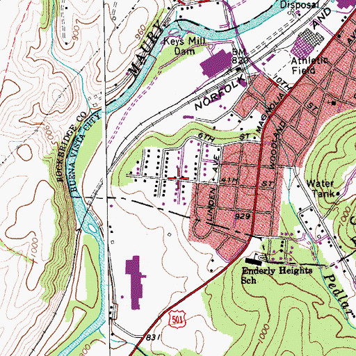 Topographic Map of Enderly Heights, VA