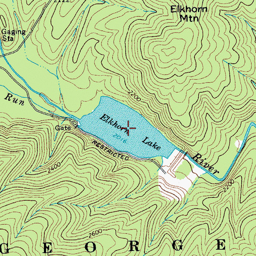 Topographic Map of Elkhorn Lake, VA