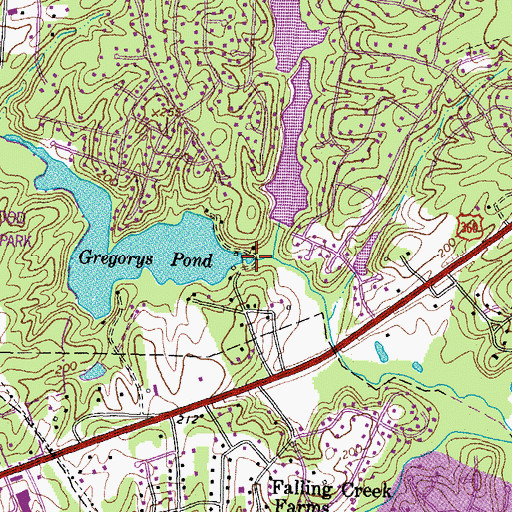 Topographic Map of Gregorys Pond, VA