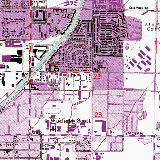 Topographic Map of Scottsdale Shopping Center, AZ