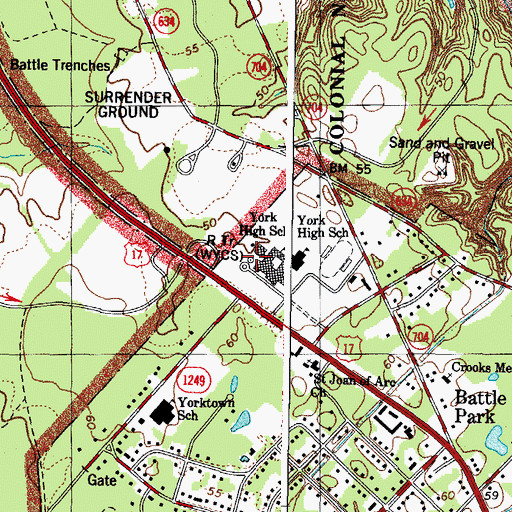 Topographic Map of WYCS-FM (Yorktown), VA