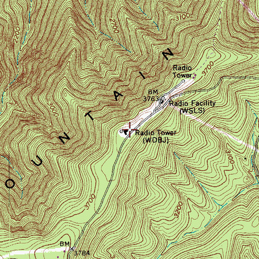 Topographic Map of WDBJ-TV (Roanoke), VA