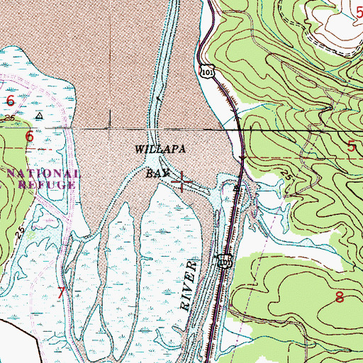 Topographic Map of Bear River, WA