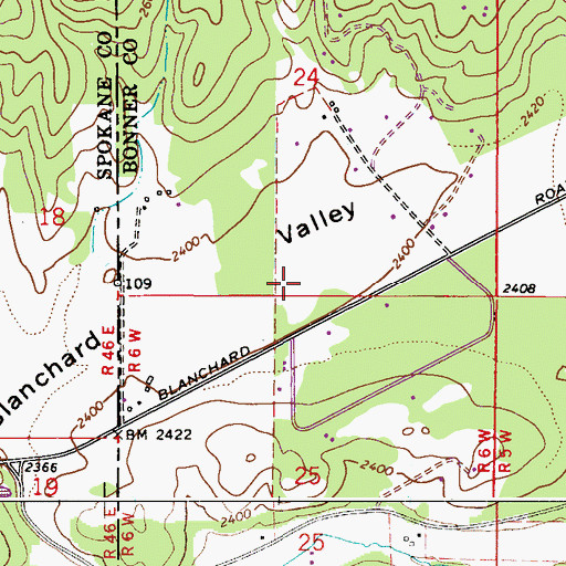Topographic Map of Blanchard Valley, WA
